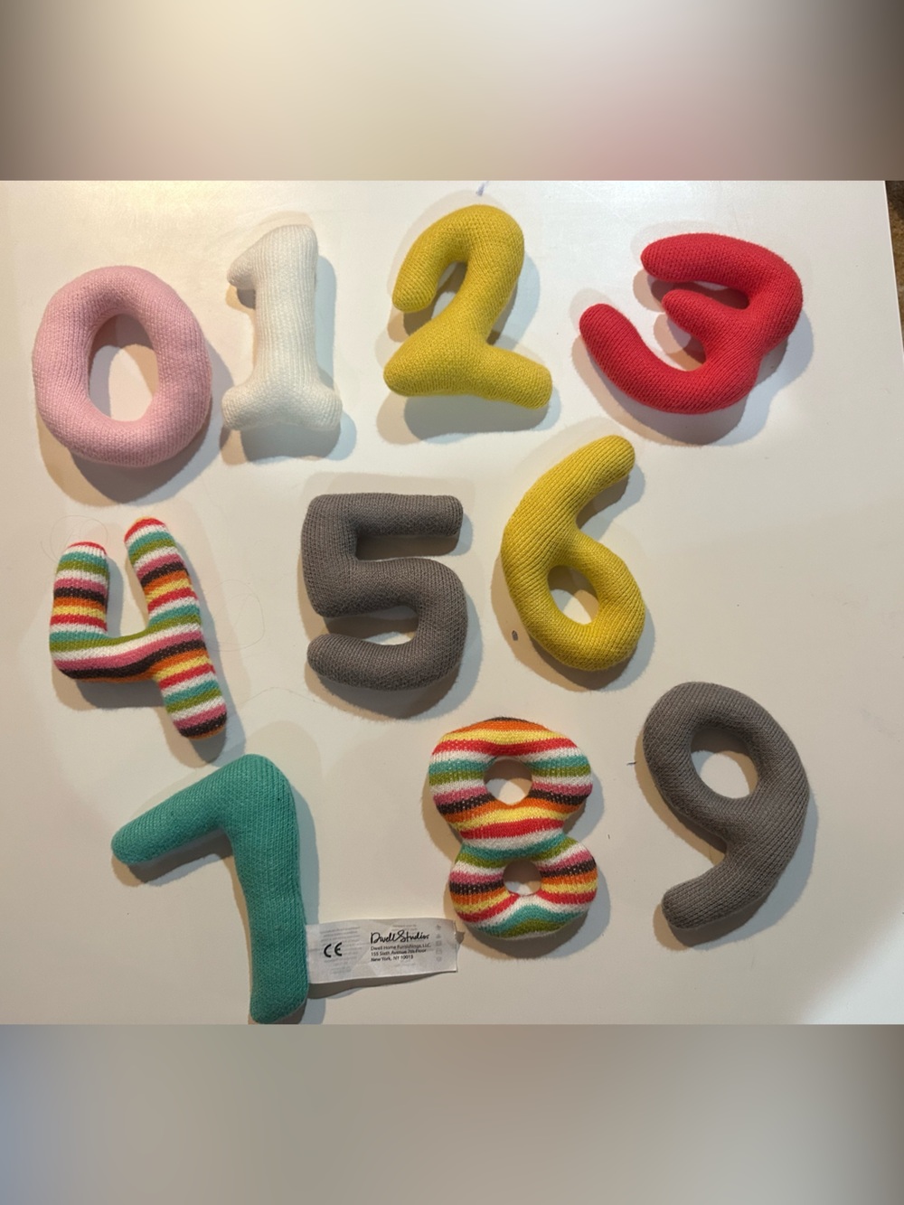 Knit Number Plush Toy Set - Colorful Numbers 0-9 Dwell Studio